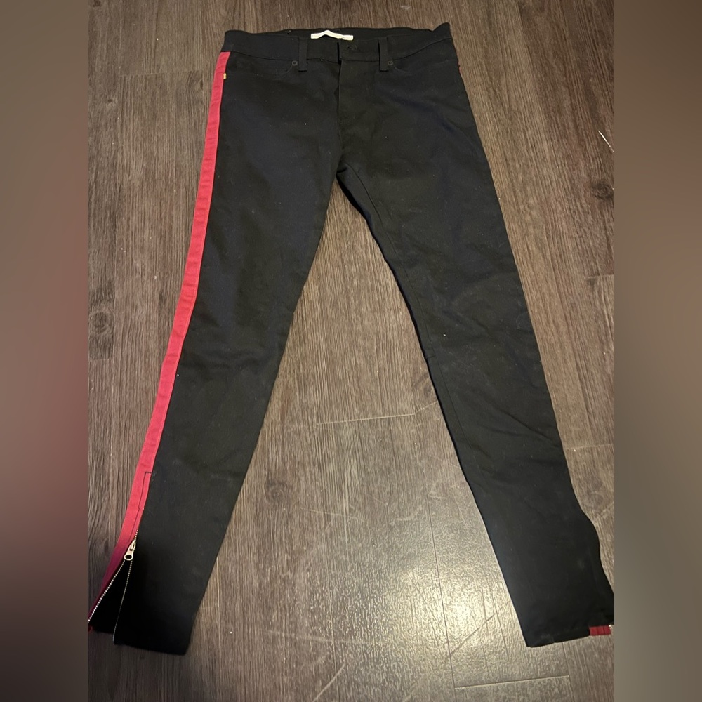 Golden Denim Union Track Jeans - Black & Red | Size 32